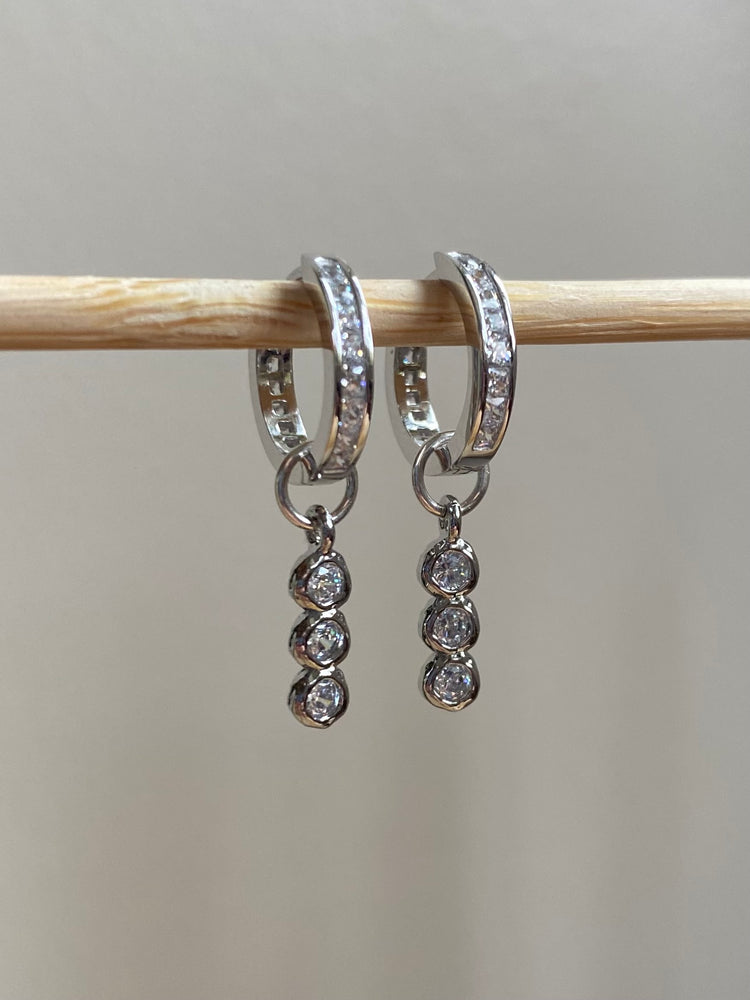 Diamond Trio Earring Charm in Silver